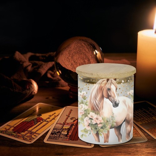 Horse With Foal Floral Frosted Candle Jar, Tealight With Timer Included - Picture 3 of 7
