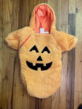 Spirit Halloween Costume Pumpkin Bunting 0-6 Months Plush Bunting Attached Hood