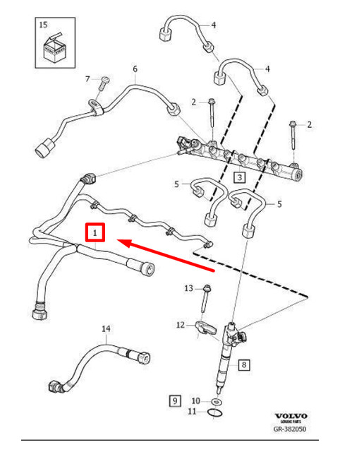 Volvo S-60 2017 2.0 D4 D4204t14 Fuel Return Hose OEM 31452374 4215-mph ...