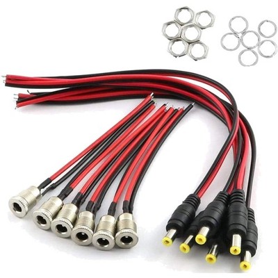 DC Mount Adapter Set Hohlstecker Kabel Power Jack 18AWG 12V 5A 6 Stück