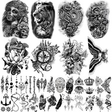 Yazhiji 32 Sheets Temporary Tattoos Stickers, 8 32 Piece Set, X-Eagle