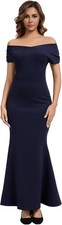 Edinsy Women's Mermaid Off Shoulder Slim Fit Formal Dress - Navy, Large