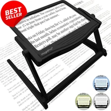 5X Large LED Page Magnifier with Stand 3 Light Modes Anti Glare Lens Reading US