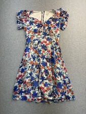 Calvin Klein Dress Womens 2 Floral Print Fit Flare Sweetheart Puff Sleeve