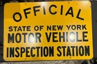 NY Motor Vehicle Inspection Double Sided Sign Vintage