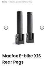 MacFox Black Metal Rear Folding Foot Pegs For E-bike X1S Passenger NEW In BOX