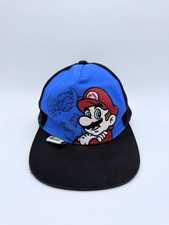 Nintendo Super Mario Snap Back Boys Hat Cap Blue Black Adjustable One Size