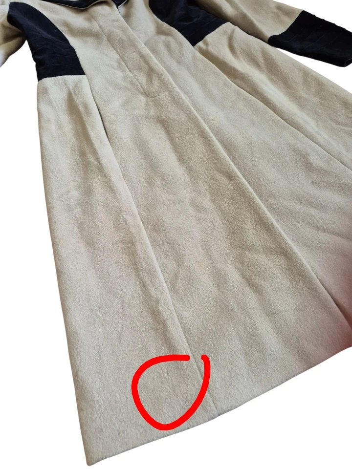 Casaco longo de lã e angorá J. Peterman Company tamanho 4 bege/preto vintage  - Imagem 4 de 4