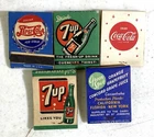 Lot of 5 Vintage Soda Pop Matchbooks 7up, Pepsi, Coke & Green Spot Orangeaide
