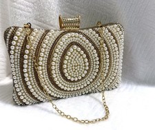 Pearl  Crystal Evening Clutch Bridal Prom Gala Bag Elegant Formal Purse