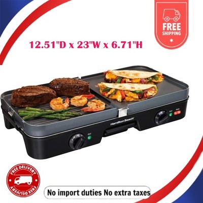 Hamilton Beach 3-in-1 Electric Indoor Grill Griddle 8-Serving Black 38546, Black