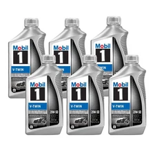 Mobil 1 V-Twin Full Synthetic Motorcycle Oil 20W-50 112630, 1 Qt, PACK OF 6