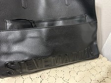 Steve Madden Black Pebbled Tote with Logo Accents and Double Handles for Women