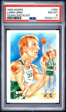1990 HOOPS TEAM CHECKLIST #356 LARRY BIRD PSA 8
