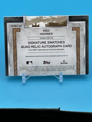 2025 Topps Museum Nico Hoerner QUAD RELIC AUTO /15 RED PARALLEL