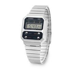 Image of Casio A100WE-1ADF Vintage Digital Watch Silver Metal Band Water Resistant 33mm