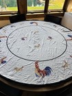 Williams-Sonoma Round Printed Rooster Tablecloth White with Black Trim — photo 1