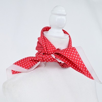 Made in Italy Retro Red White Polka Dot Silk Scarf Bandana Classic Chic Preppy