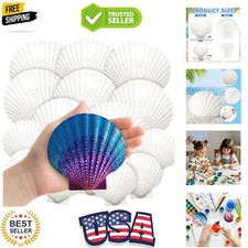 18PCS Large Natural Scallop Shells,2''-3'' 4''-5'' White Seashells Bulk for C...