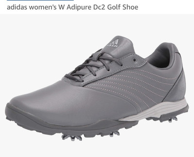 Adidas Womens Golf Shoes Adipure DC2 Gray Leather Spike Cleats Lace Up Size 8