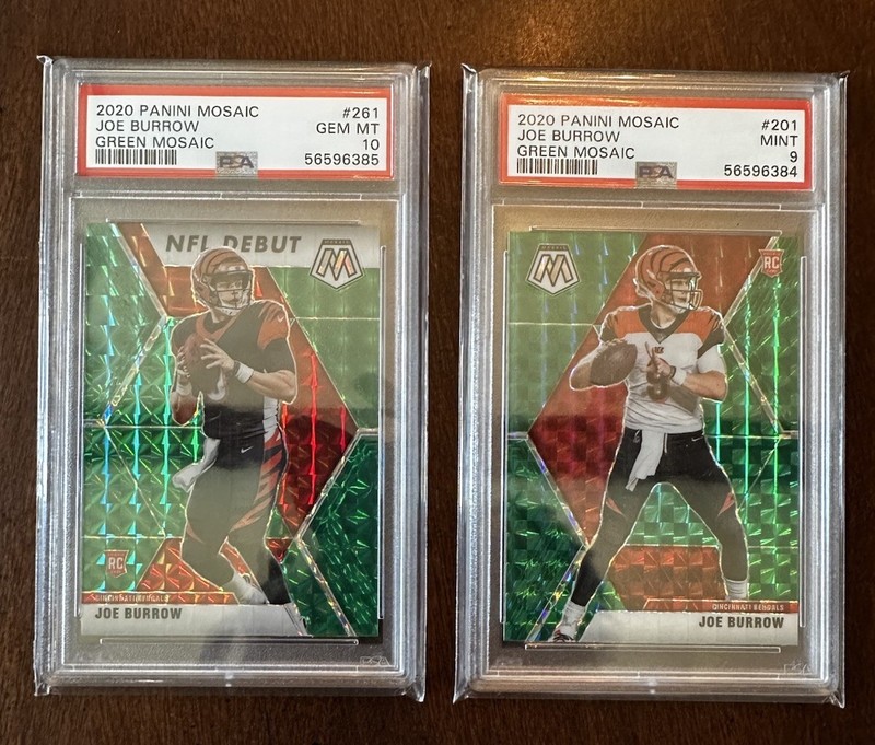 2020 Panini Mosaic Joe Burrow RC Prizm Green Rookie #261 PSA 10 GM *Read*