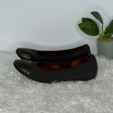 Donald J Pliner Couture Women Brown Leather Cap Toe Ballet Flat Shoes Size 6.5 M