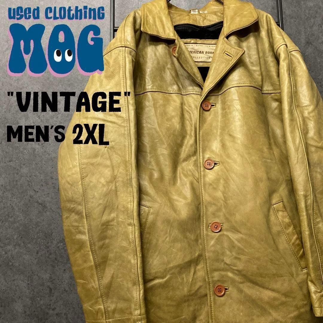 Vintage Genuine Leather Liner Jacket for Men in 2XL Size