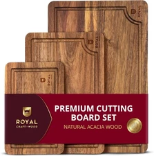 ROYAL CRAFT WOOD Acacia Wood Cutting Boards Set of 3 – Premium Wooden Cutting 