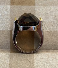 925 Sterling Silver Vintage Smoky Quartz Crystal Ring Size 7