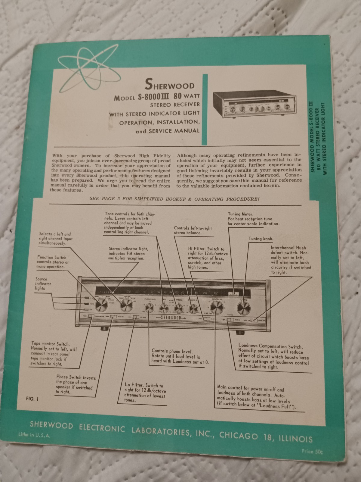 SHERWOOD S-8000 III Service Manual for Serial 837501 and Up Original