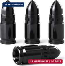 MEAJOO 4PCS Bullet Style Tire Valve Stem Caps, Air Caps Cover, 4 pcs, Black-1
