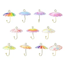 12pcs Umbrella Charms Pendants Acrylic Umbrella Charms for Jewelry Earring