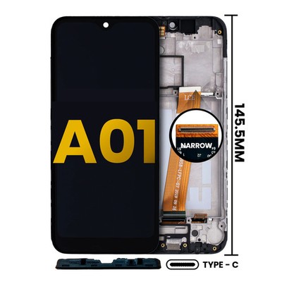 LCD-Display mit Rahmen für Samsung Galaxy A01 (Refurbished)