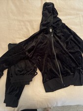 Women  s Large Velour Jogging Suit 2 Piece Black