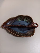 Vintage Ceramic Leaf Tray Coffee Table Display Ash Tray Trinket Tray 9.25"in