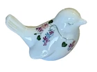 Fenton Glass Bird Figurine - Hand Painted - Purple Lilacs On Milk Glass