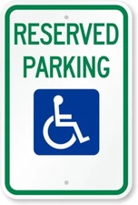 Ada Handicap Reserved Parking Aluminum Weatherproof 8" x 12" Sign p00261