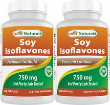 2 Pack Best Naturals Soy Isoflavones 750 mg 120 Capsules