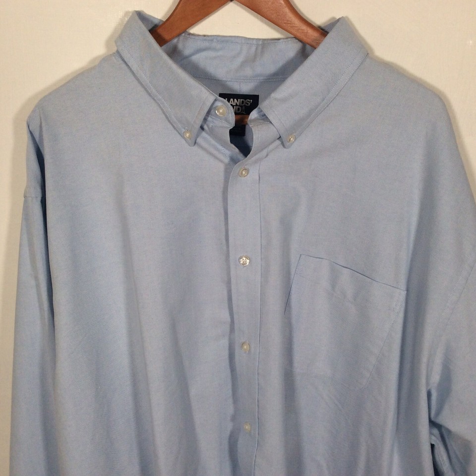 LANDS END Shirt Men 4XLT Button Down BLUE Traditional Fit POCKET ...