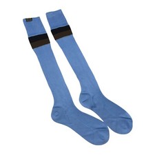 FENDI WOMEN SOCKS BLUE FXZ556 NITTED FABRIC STRIPED RIBBED KNEE-HIGH SIZE M/L