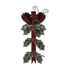Metal Holly Leaves Christmas Hanging Decor with Jingle Bell Hanging Wall Decor