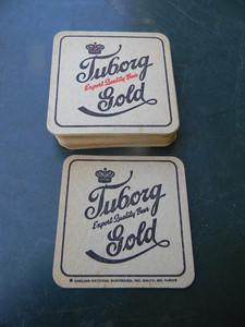 32 Vintage Tuborg Gold Beer Coasters Carling National Bry.  Baltimore Maryland