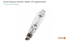 5 St&uuml;ck Halogen Dampflampen Powerstar E40 HQI-T 2000 W - 875 tageslichtwei&szlig;