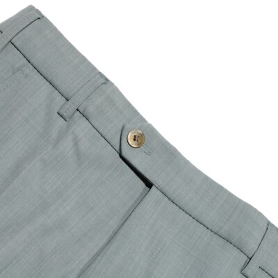 Meyer NWT Dress Pants Size 46 (30 US) In Solid Green Wool Blend Bonn