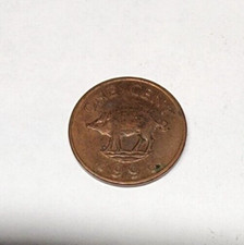 Bermuda One Cent 1996 pig money 1 island tropical coin queen elizabeth oink