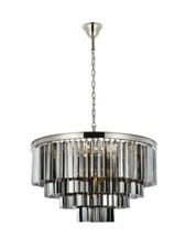 Chandelier 17 Light Fixture Silver Crystal Polished Nickel Foyer Dining Room 32"