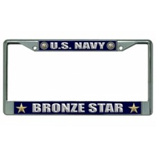 navy bronze star military seal logo chrome license plate made in usa