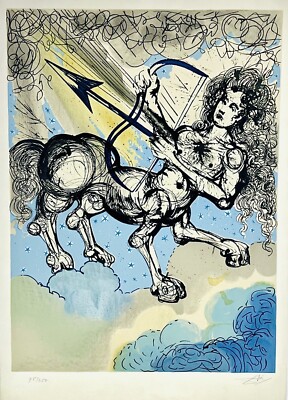 Salvador Dali Sagittarius Zodiac Hand Signed Original Lithograph