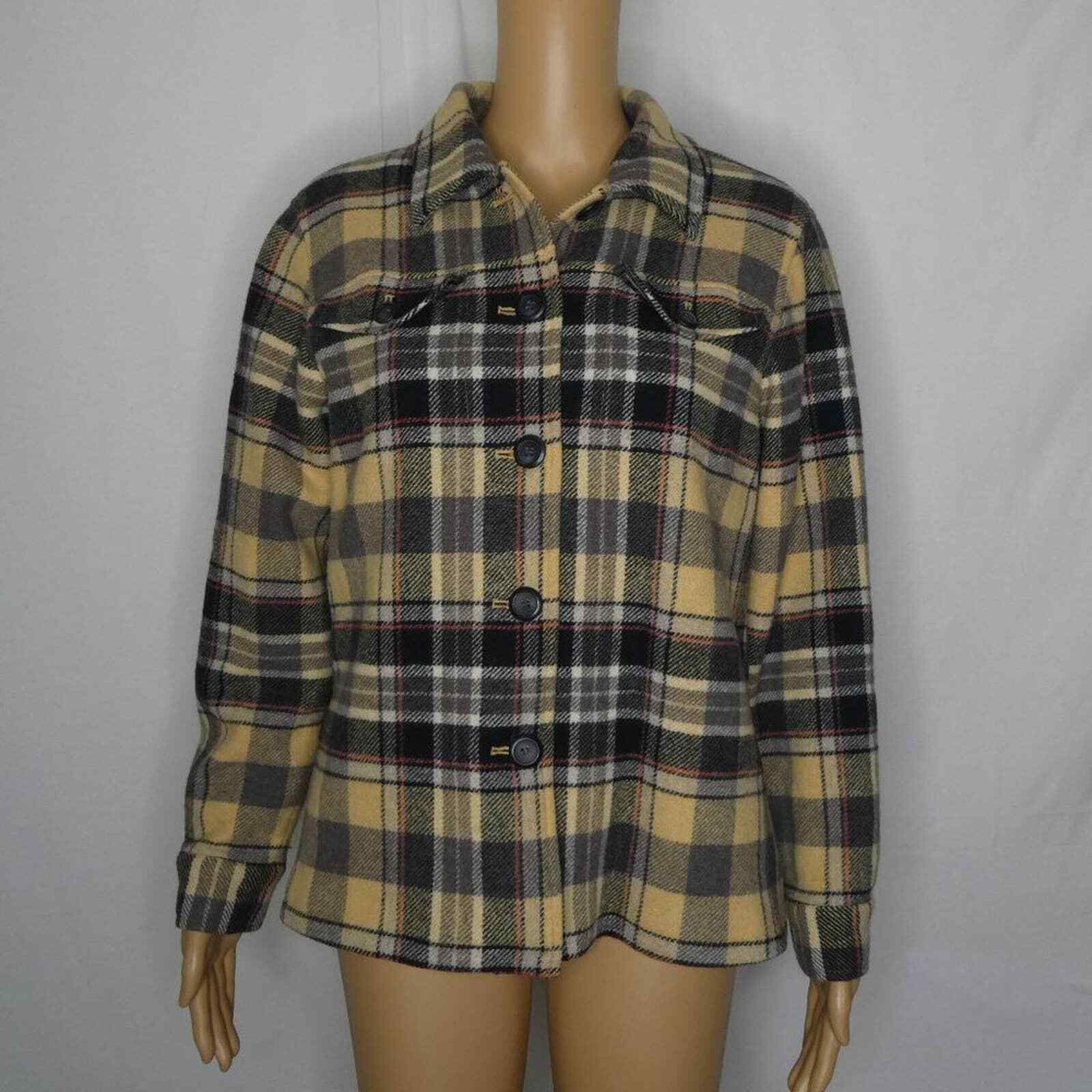 Pendleton Wool Plaid Flannel Jacket Coat Yellow B… - image 1
