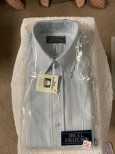 Vintage 1980s the F.L. collection NOS blue 1/2 sleeve button dress shirt 15 USA